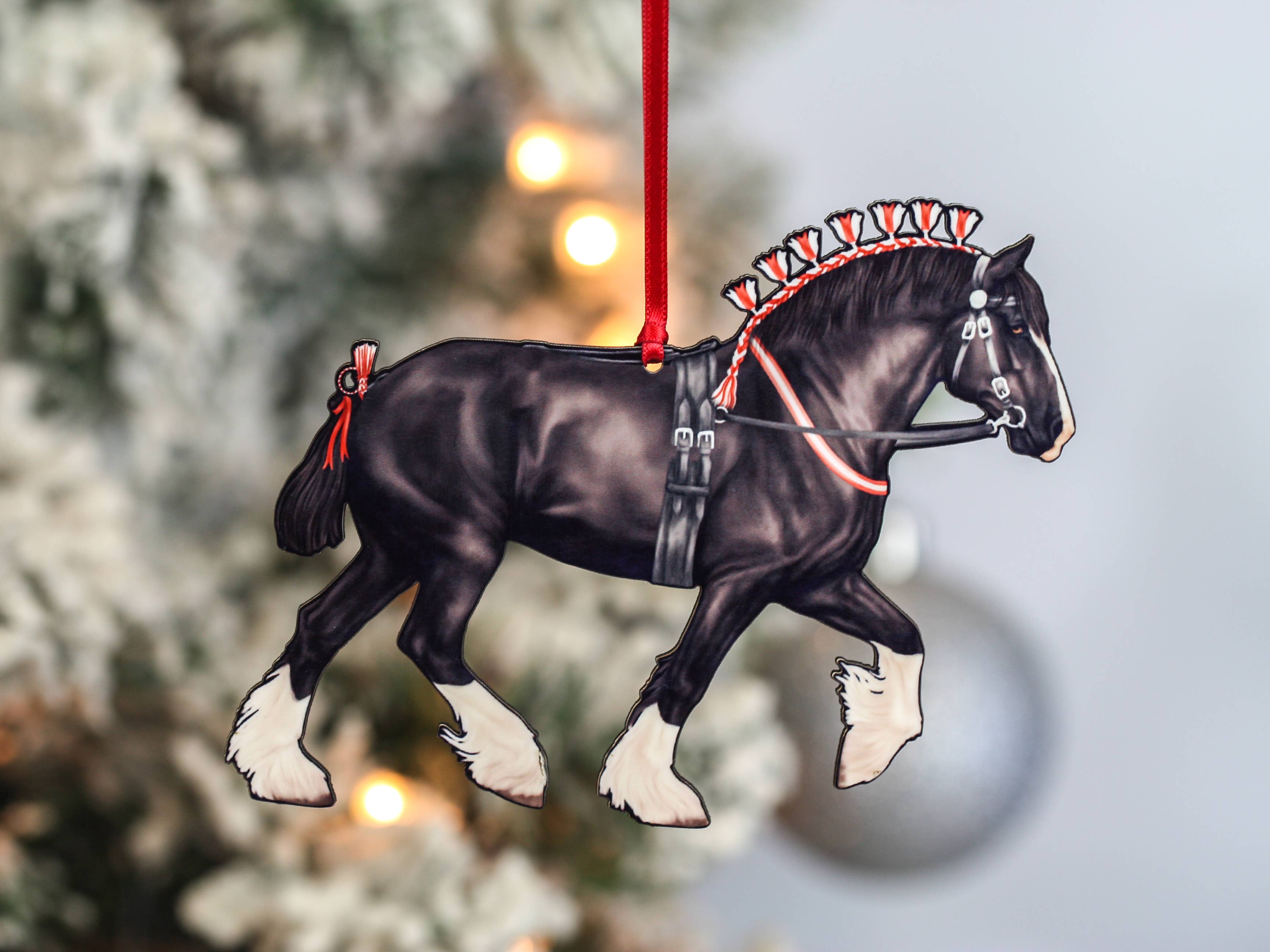 Classy Equine - Wholesale Ornament - Black Shire Draft Horse Christmas Ornaments Draft Horse Show4
