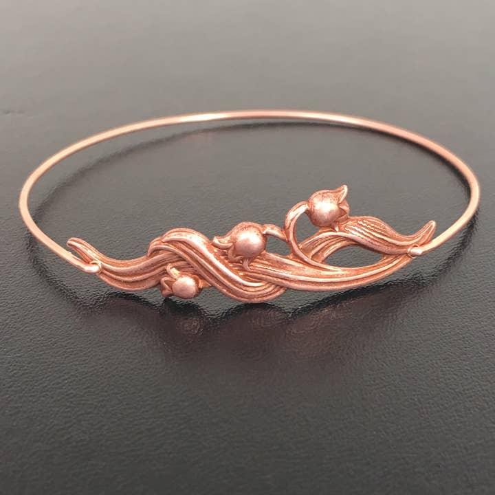 Flower Lily of the Valley Bangle Bracelet for wholesale by Frosted Willow