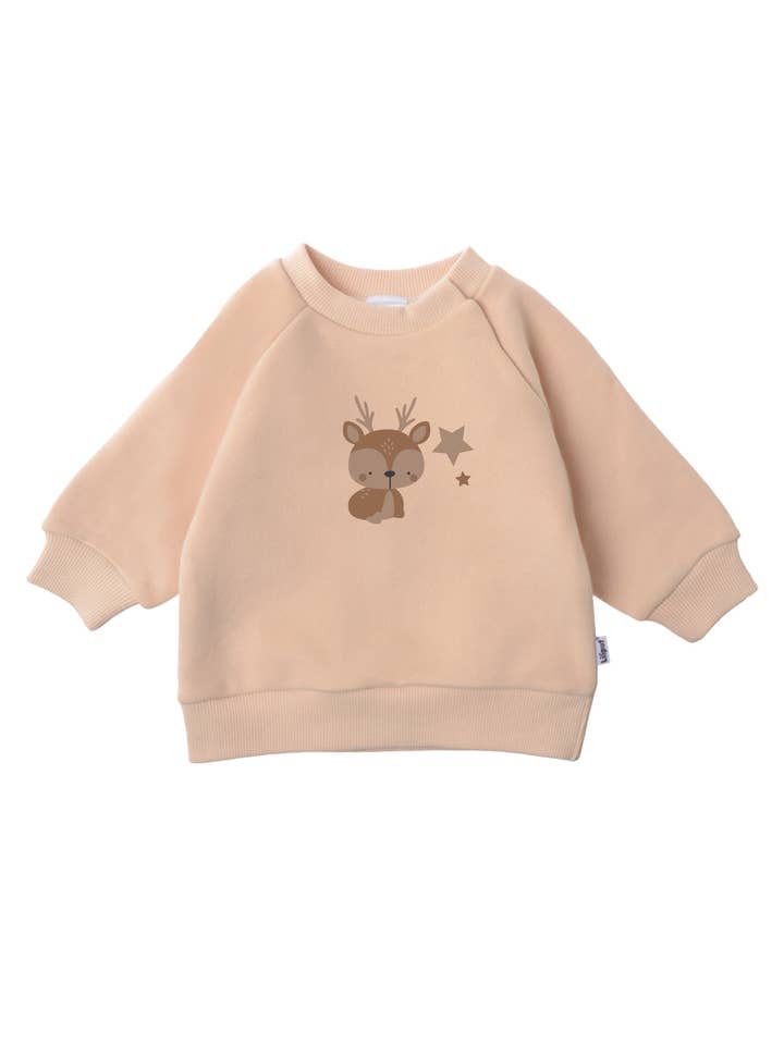 Beige sweatshirt with "deer" print for wholesale by Liliput