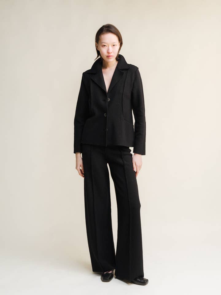 Black Boiled Wool Bar-Jacket for wholesale on Faire9