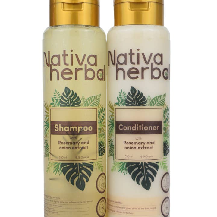 NATIVA HERBAL ONION, ROSEMARY SHAMPOO AND HAIR TREATMENT SET. for wholesale by Nativa Herbal