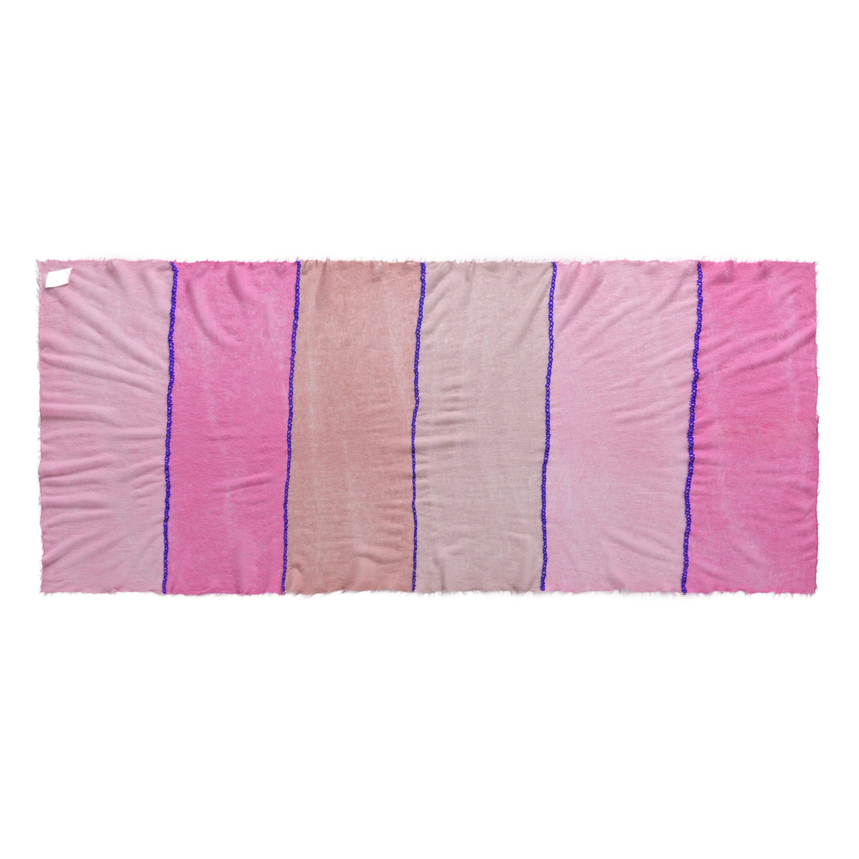 cute stuff GmbH - Vendita all'ingrosso Sciarpa - Donna - Sciarpa in cashmere a righe multicolore con ricamo a punto croce Peony1