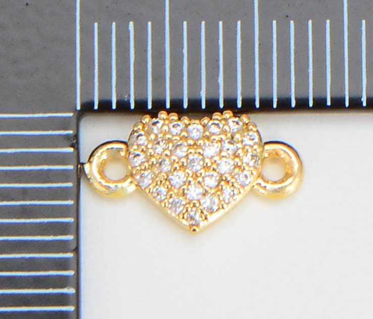 Beads Creation – wholesale Individual charm/pendant – Micro Pave Gold Filled Heart Link Connector, CN4152