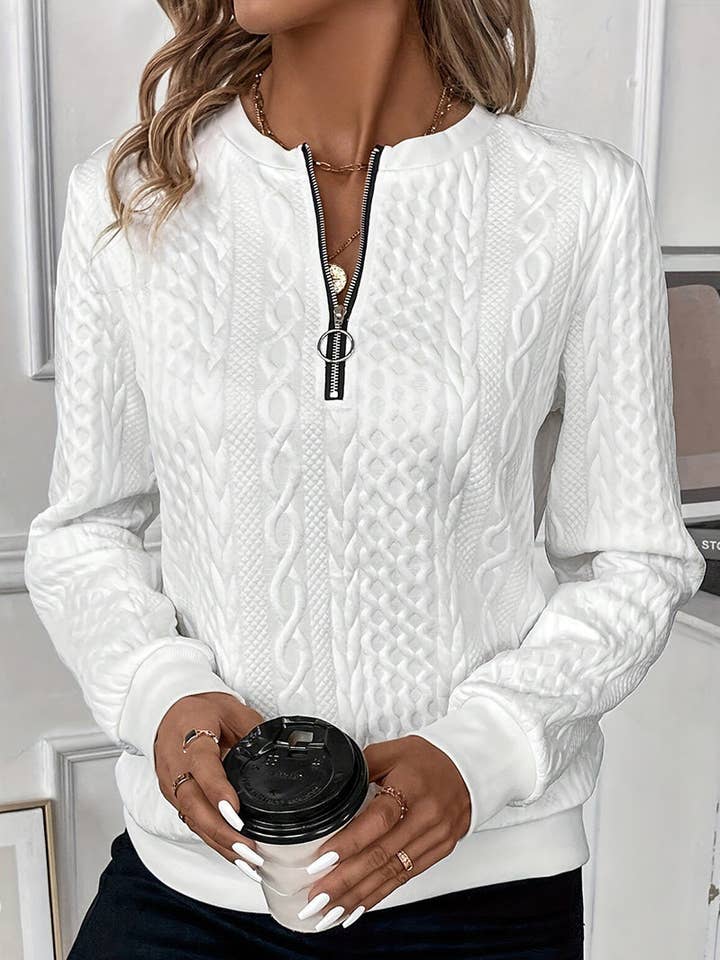 Sweatshirt com Fecho e Textura Elegante por atacado de Soli Echo