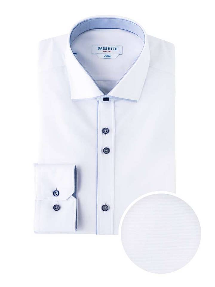 743-1 Camisa Vestida Vivo Structure Branca por atacado de BASSETTE