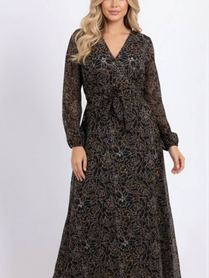 15150 Lange kjoler med print for engroshandel hos Lilie Rose