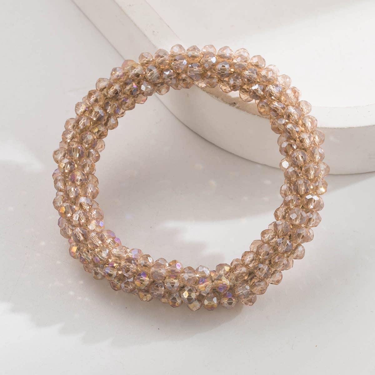 ACCITY - Wholesale Hair Tie - Dopamine Crystal Beaded Hair Tie Bracelet_CWAJE059065