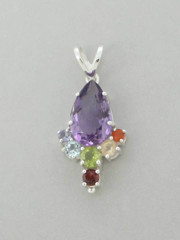 Sterling Silver Gemstone Chakra Prong Pendant for wholesale by Culture Spot
