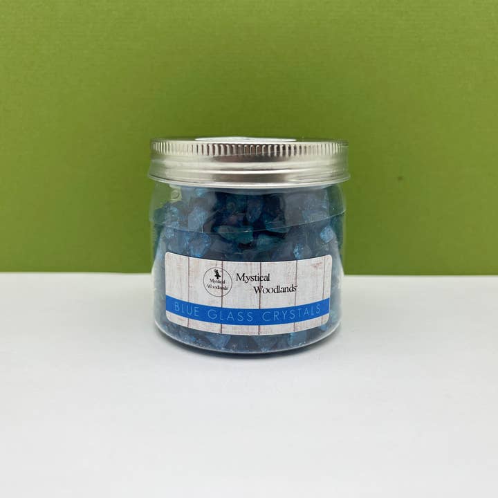 Mystical Woodlands - Wholesale Vase - Blue Crushed Glass Vase Filler/Ground Cover Soil topping.