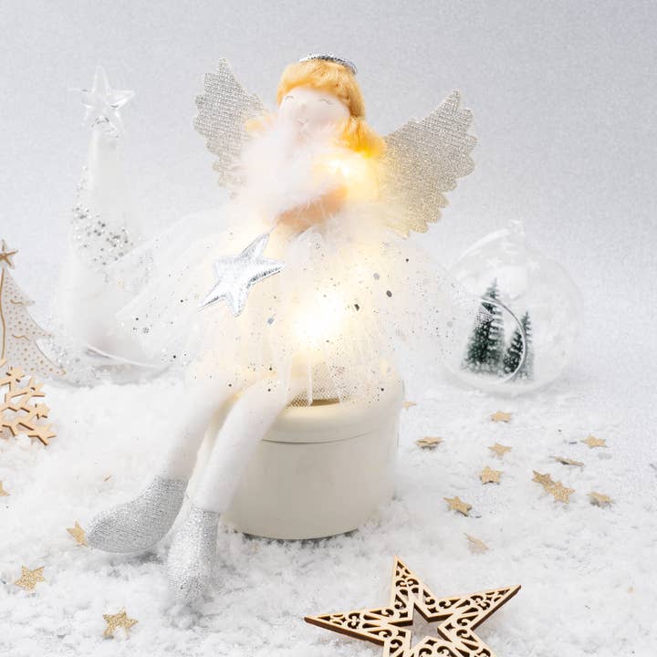 Christmas Silver Angel Light Up Shelf Sitter for wholesale by CGB Giftware