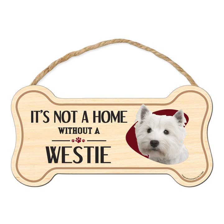 Westie Bone Shaped Wood Sign for wholesale by Imagine This Company