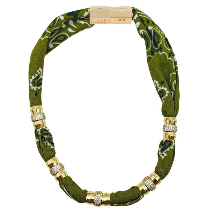 Bandana Necklace - Olive for wholesale by Holst and Lee