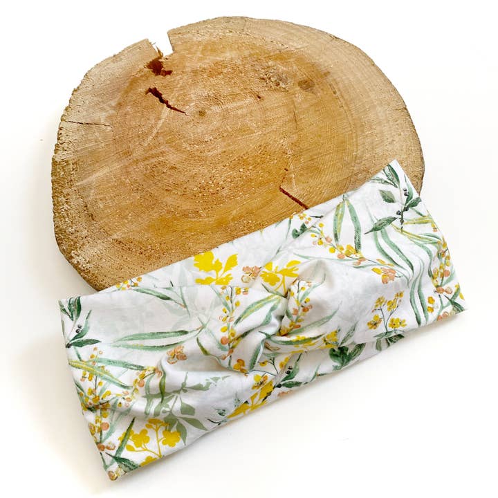 Adult Twisted Headband - Green and Yellow Floral for wholesale by Northern Lullaby