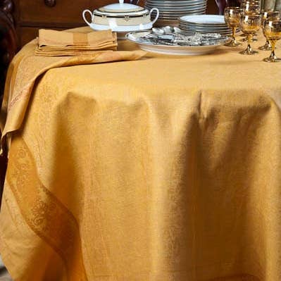 Jacquard Linen blend Tablecloth Cinnamon for wholesale by Nordlinen