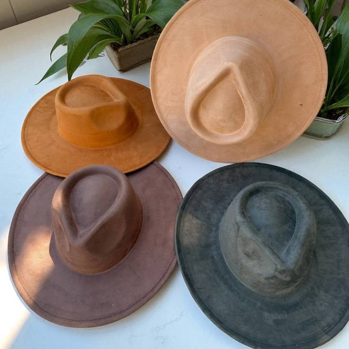 One and Only Accessories - Wholesale Fedora - Women's - Vegan Suede Wide Brim Rancher Hat 17