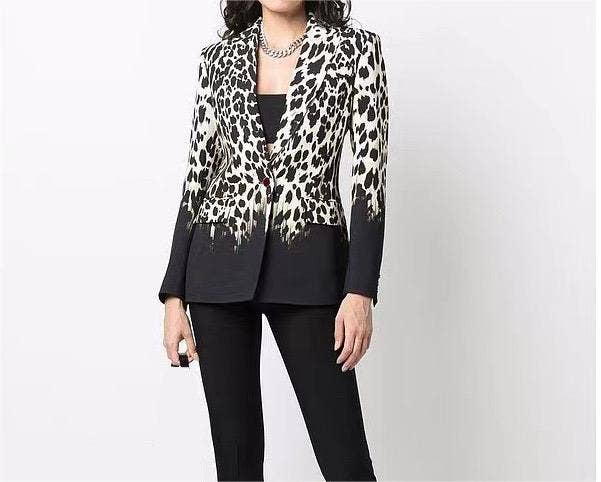 Noir BL043L Blazer à imprimé léopard Blazer à imprimé dégradé décontracté en vente sur Faire3