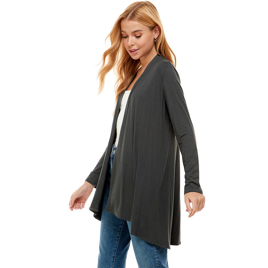 Azules Clothing - Venta al por mayor Cárdigan - Mujer - Cárdigan drapeado de manga larga con parte delantera abierta65