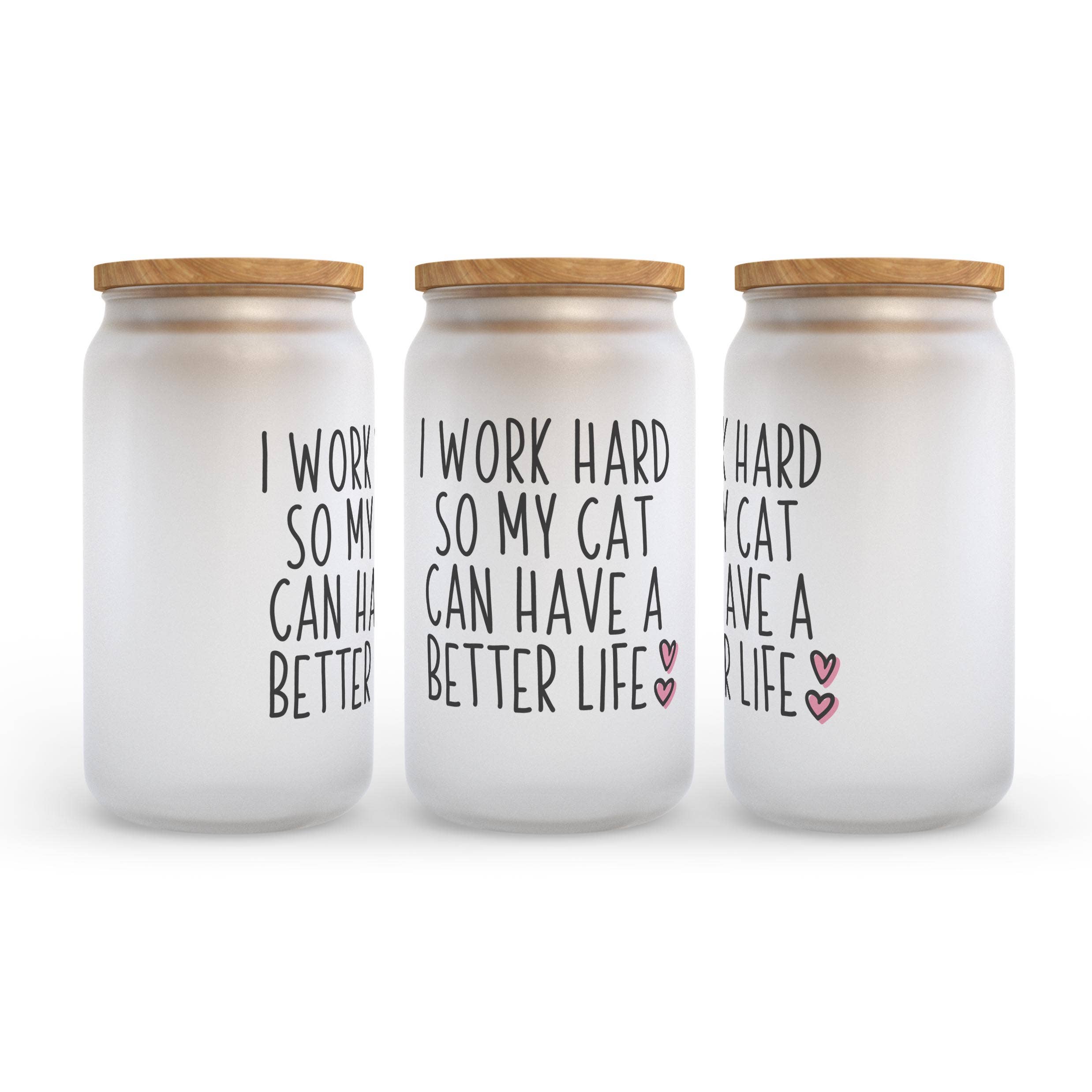 Heart & Willow Prints - Wholesale Drinking Glass/Cup - Cat Frosted Glass Can, Cat Glass Tumbler, Funny Cat Cup1