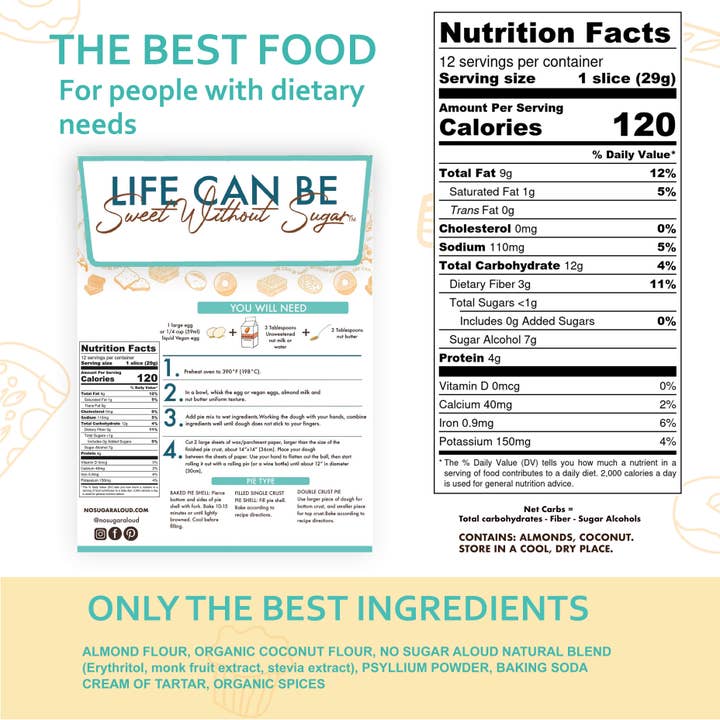 No Sugar Aloud LLC - Wholesale Bread Mix - Low Carb Pie Crust MIX