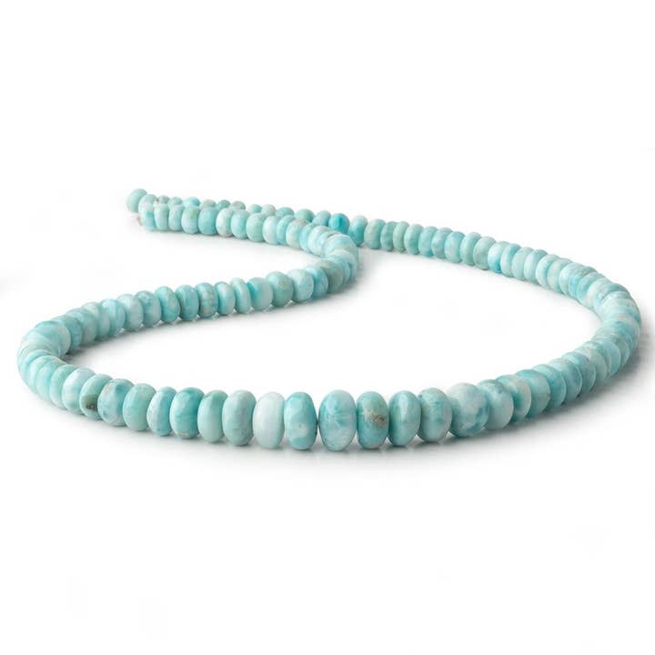 Beads of Cambay - Wholesale Beads - 6-11mm Larimar plain rondelle beads 18 inch 108 pieces2