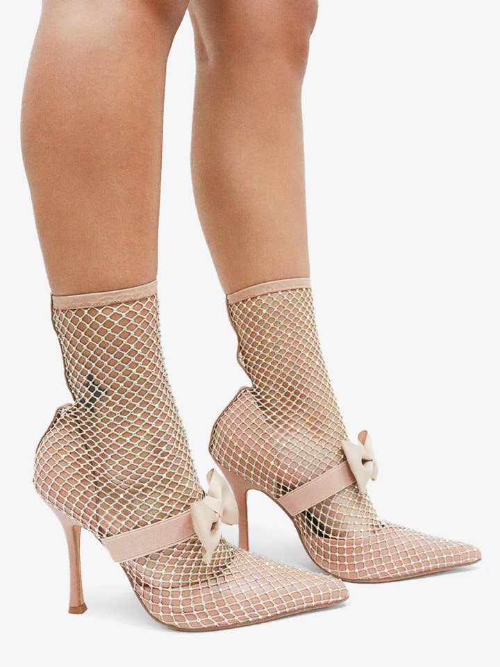 Lemonade Shoes - Wholesale High Heels - Women's - GAZILLION - Rhinestone Mesh Heels w/ Bow 14