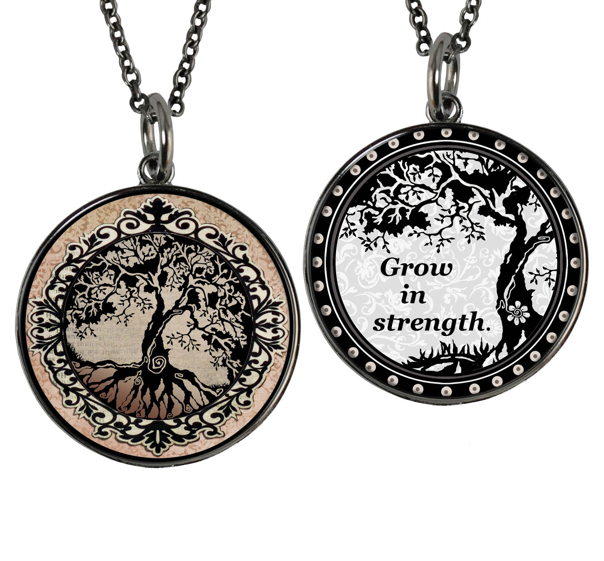 SPIRIT LALA LLC - Wholesale Pendant/Charm Necklace - Tree of Life Brown Circular Pendant