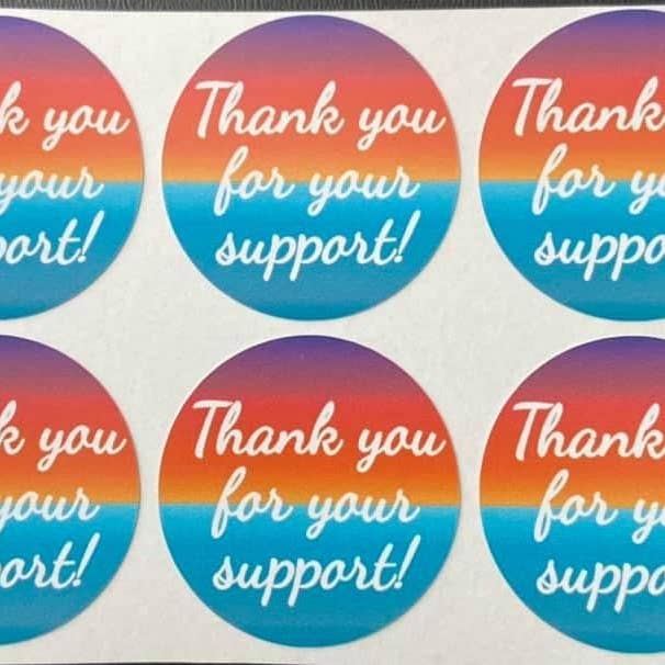 Stickers "Thank you for your support" Sunset (100) for wholesale by KL Design Works