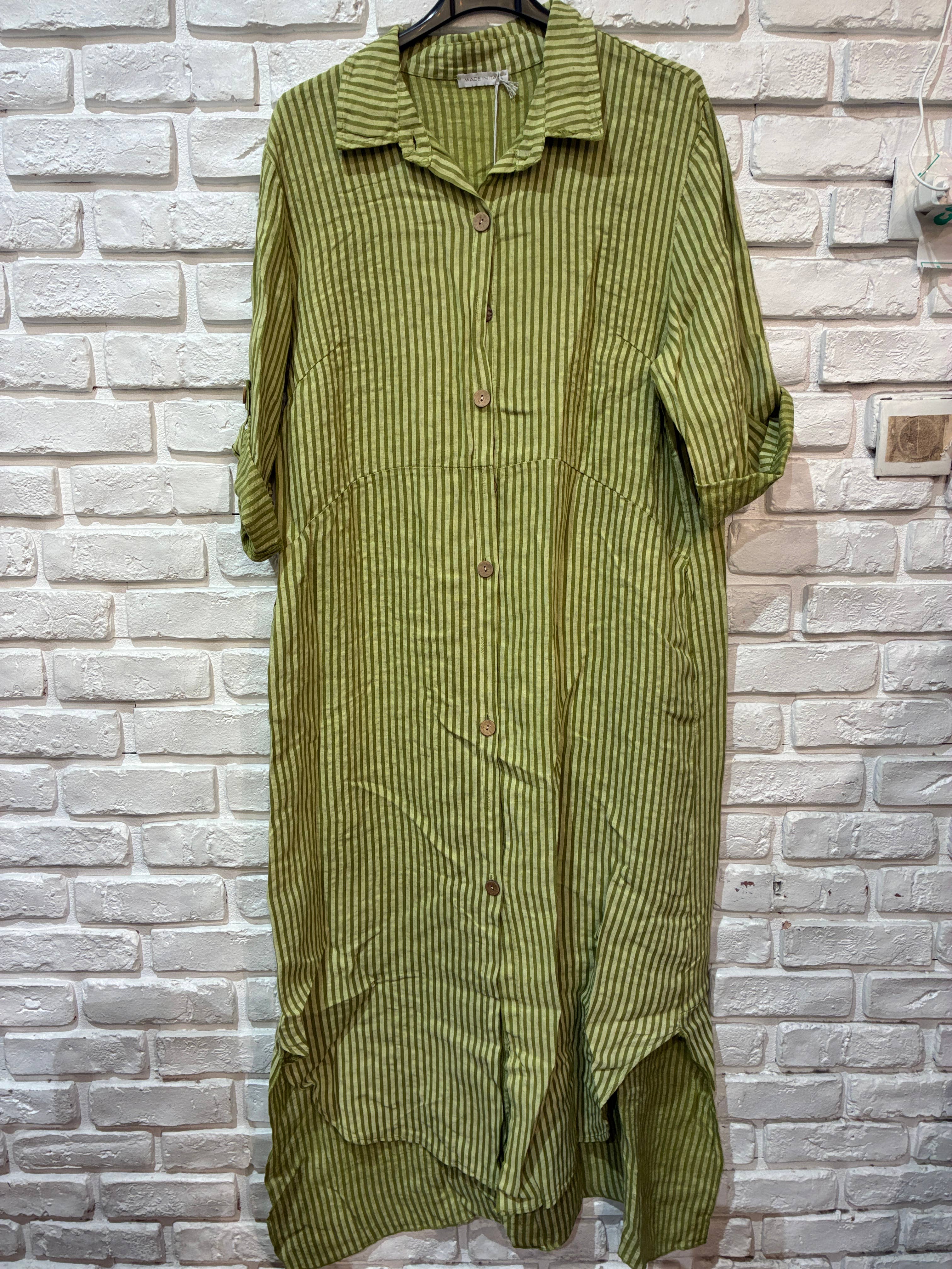la maison des fibres naturelles - Wholesale Dress - Women's - 821275 100% linen shirt dress made in Italy12