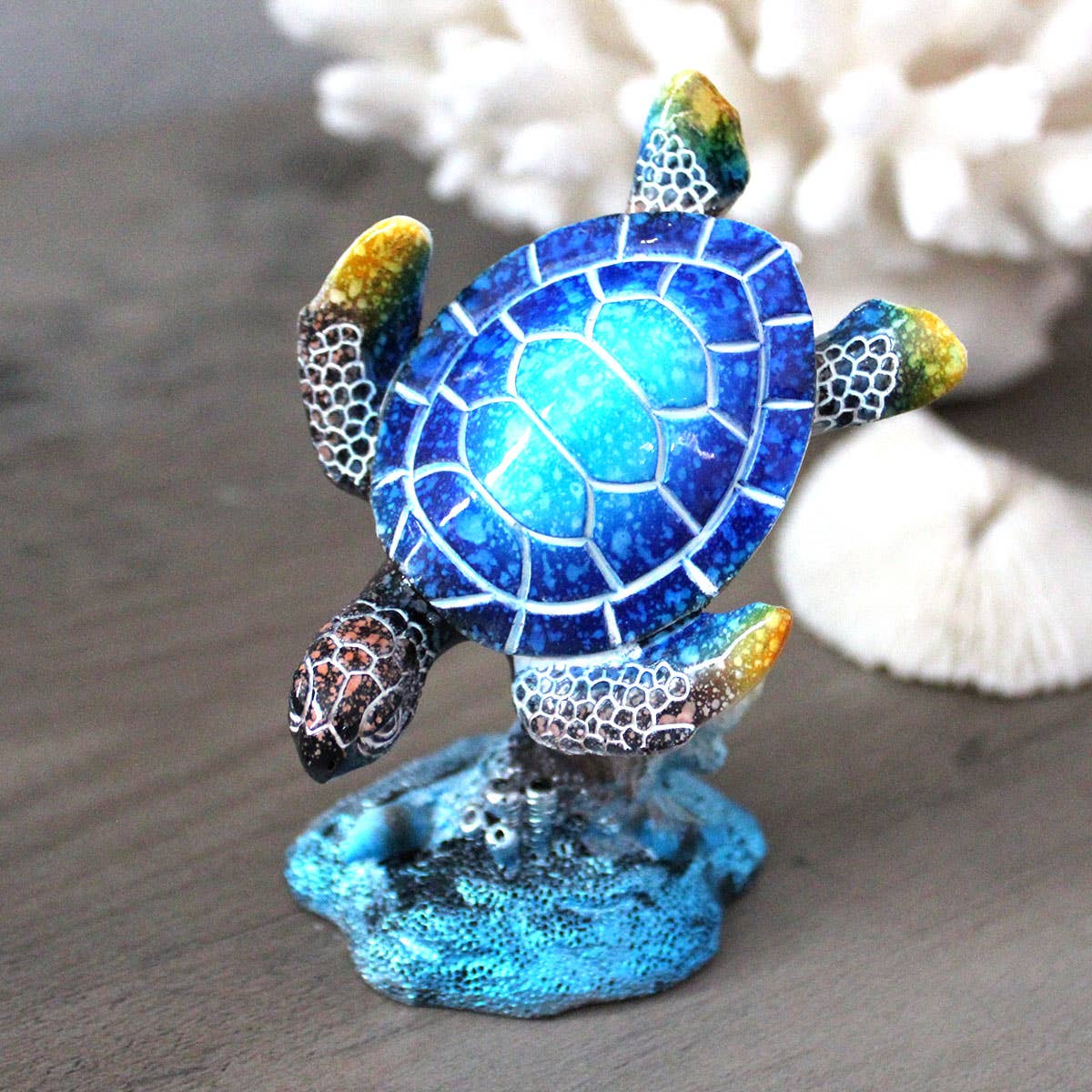 CB Home Collection - Wholesale Decorative Figurine - 3.5" Blue Sea Turtle Resin Figurines - 4 Assorted Designs3