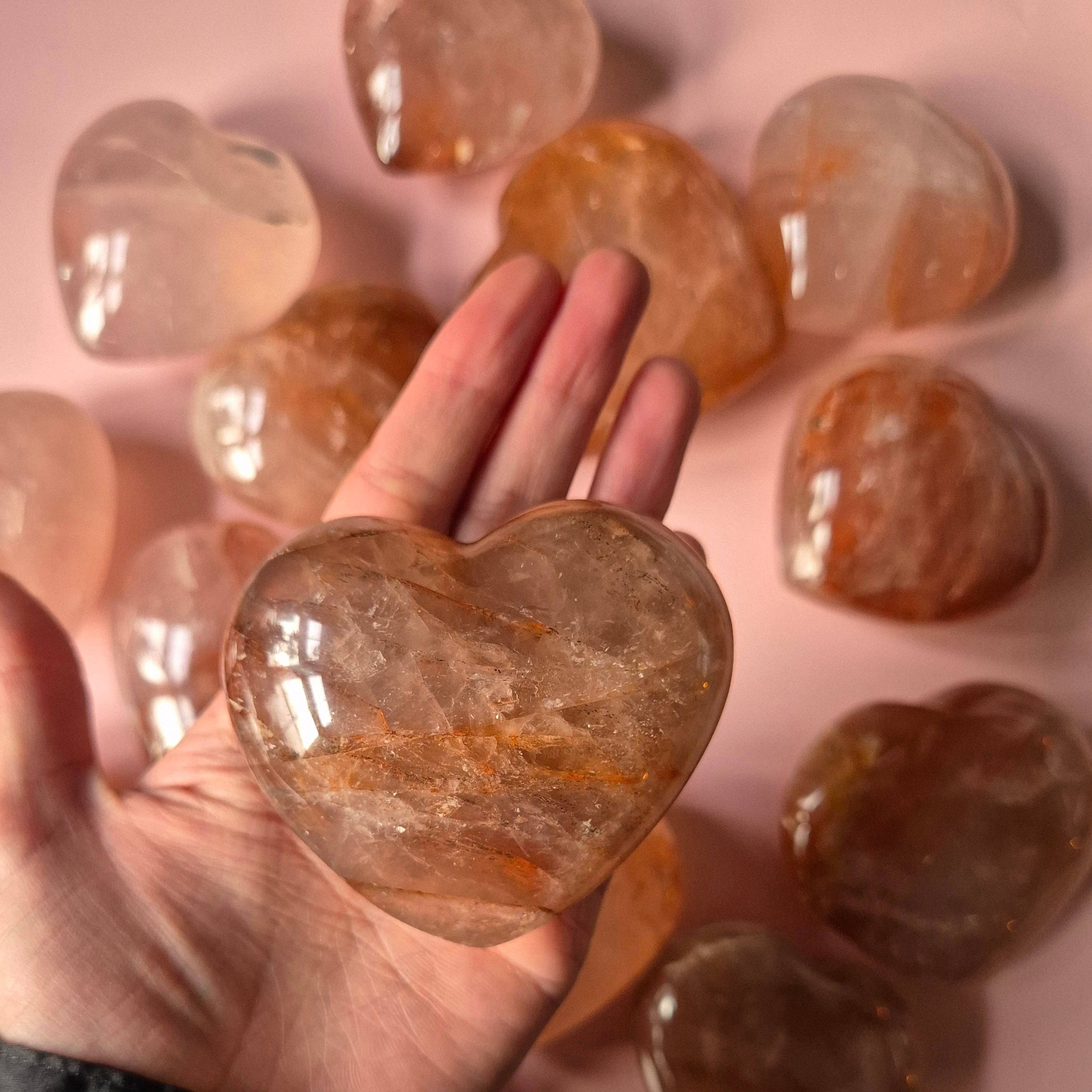 Moonlight Gemstones - Venta al por mayor Piedras/cristales espirituales - Corazones grandes de cuarzo fuego con piedra preciosa (El regalo perfecto para San Valentín) Cuarzo hematóide4