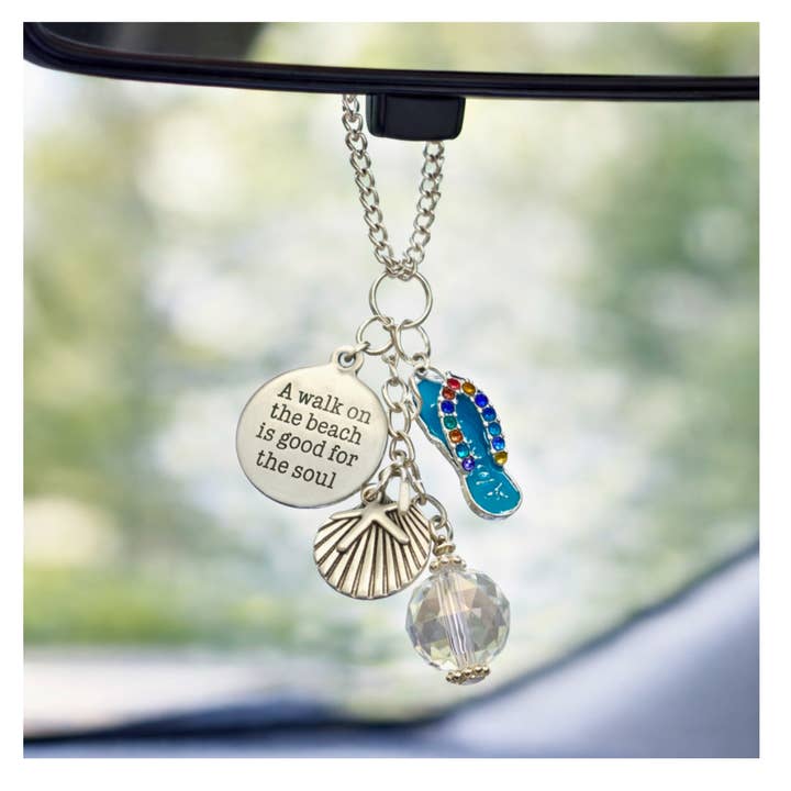 Beach Rearview Ornament - Seashell - Silver for wholesale by EarthlieTreasures