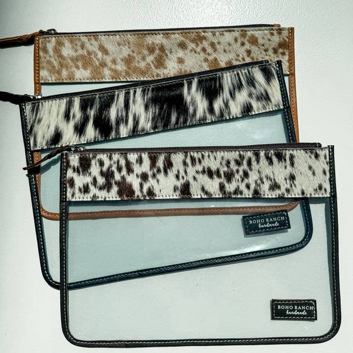 Boho Ranch Shop - Wholesale Makeup/Cosmetic Bag - Cowhide Clear Toiletry Makeup Bag, organizer, Travel