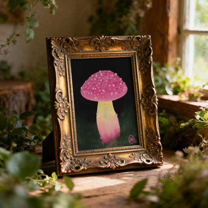 Pink Fairytopia Mushroom Fine Art Print, 8x10 for wholesale by Imaginarium Arts