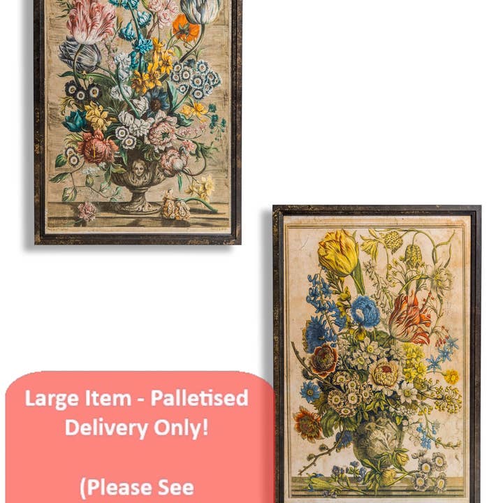 Ensemble de 2 impressions murales florales bohèmes vieillies (BLANC) pour la vente par McGowan & Rutherford Ltd