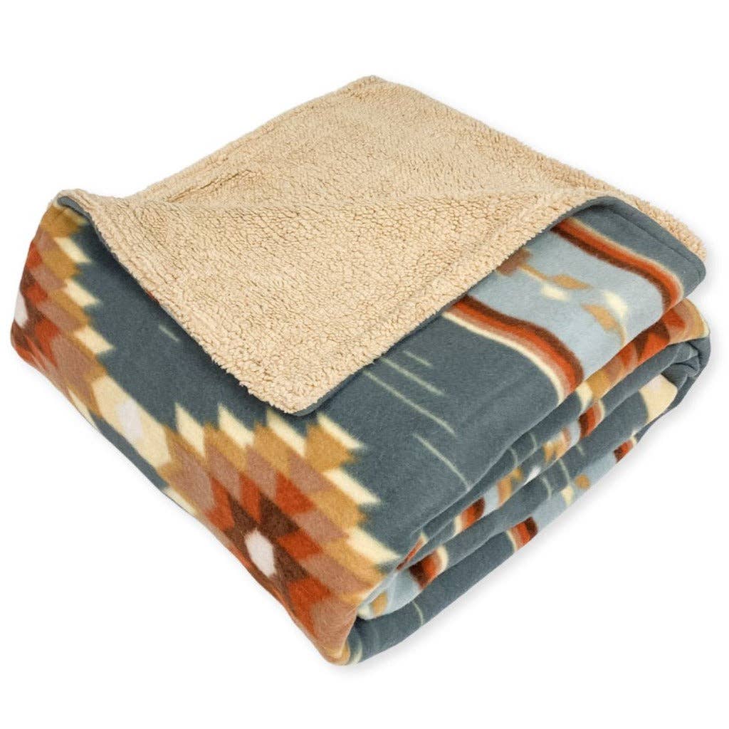 El Paso Saddleblanket - Wholesale Throw Blanket - Sherpa-Lined Lodge Blankets, Design #380