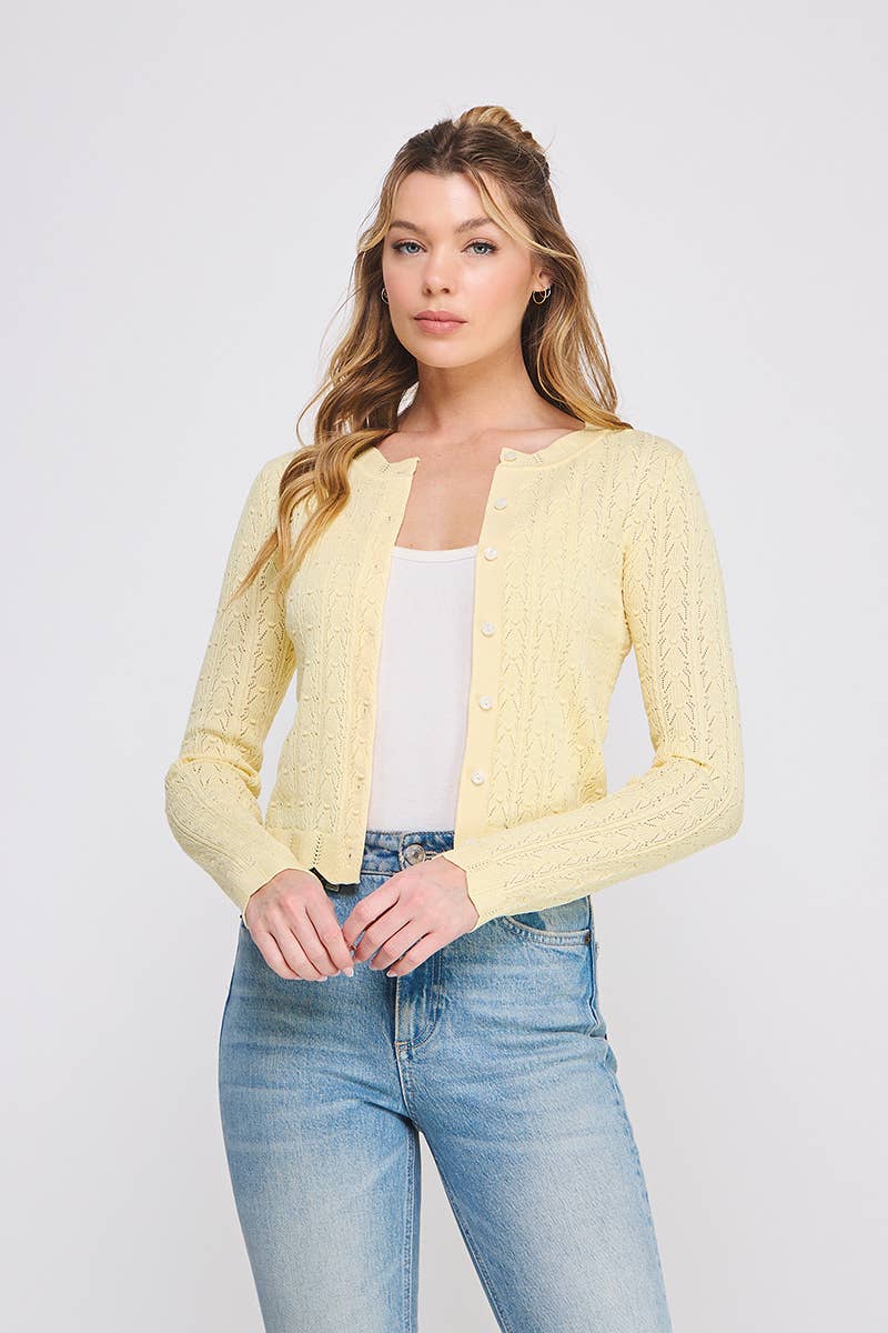 Allie Rose - Wholesale Cardigan - Women's - Lightweight Pointelle Cardigan8