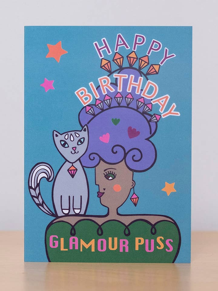 Glamour Puss Birthday Card for wholesale by Lunar Apple