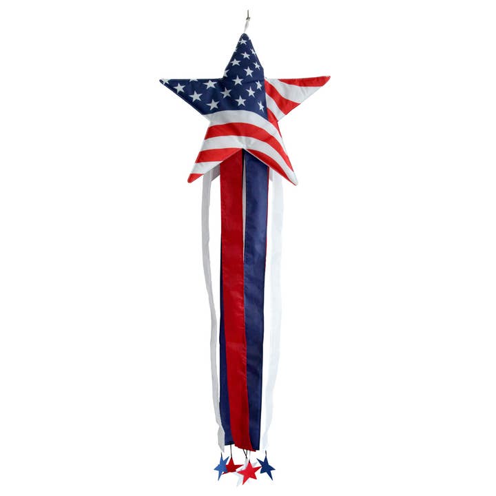 Briarwood Lane - Wholesale Wind Spinner - American Star Sculpted Patriotic Windsock Wind Twister