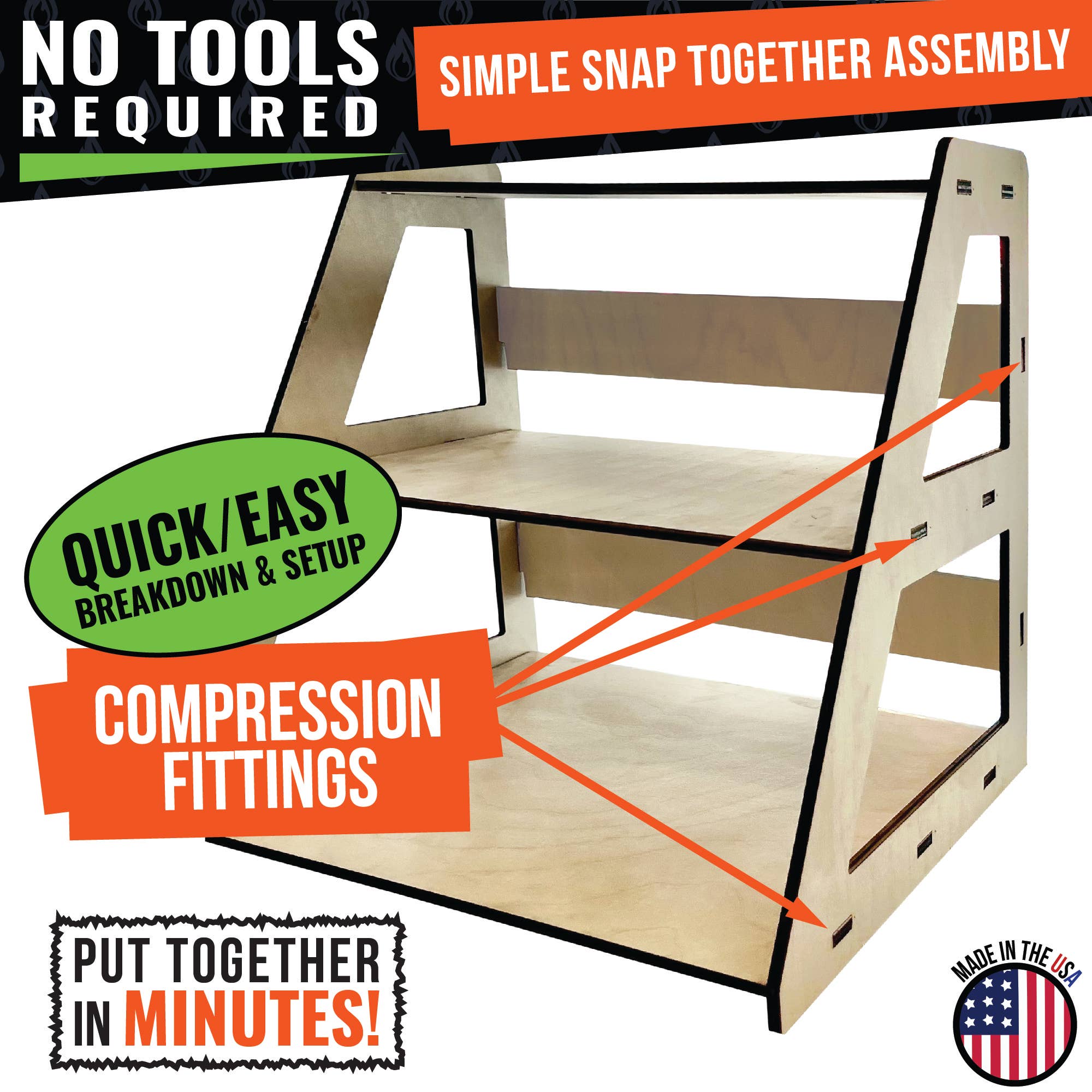 Torched Displays - Wholesale Retailer Display Stand/Case - 3-Tier Retail Table Display Stand with Shelves12