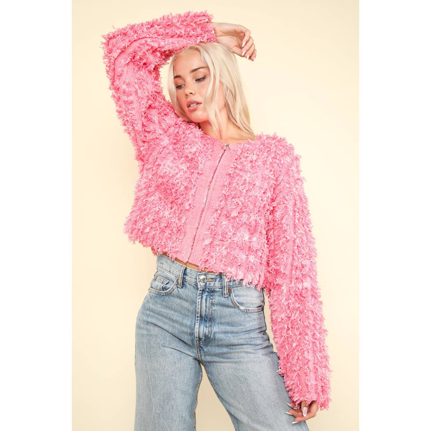 Apolline - Vente Cardigan – femme - Veste de vacances en tricot de laine Shaggy Soft Shaggy2