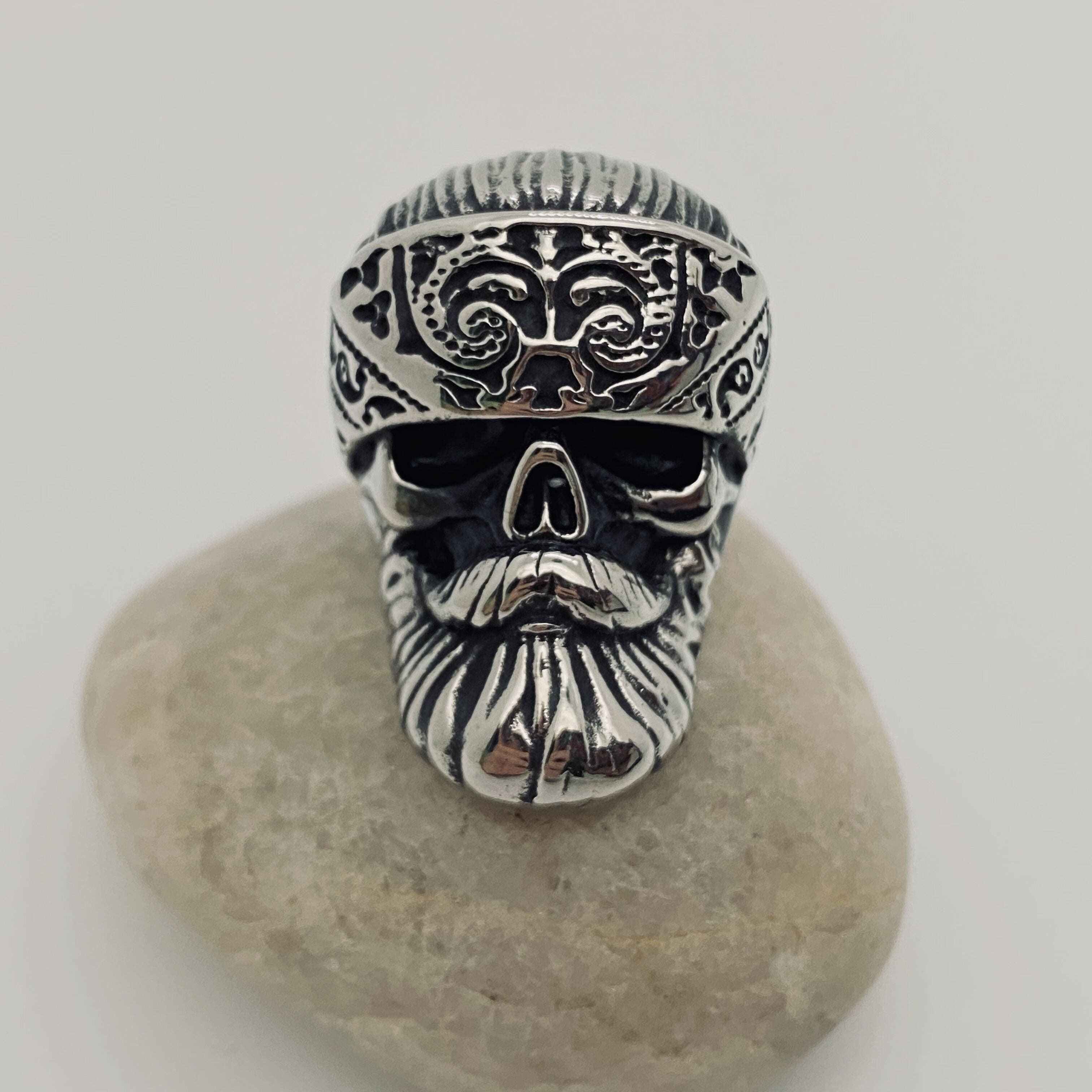 Mio Queena – Anel de cocktail/declaração por atacado – Anéis de caveira masculinos requintados de aço inoxidável5