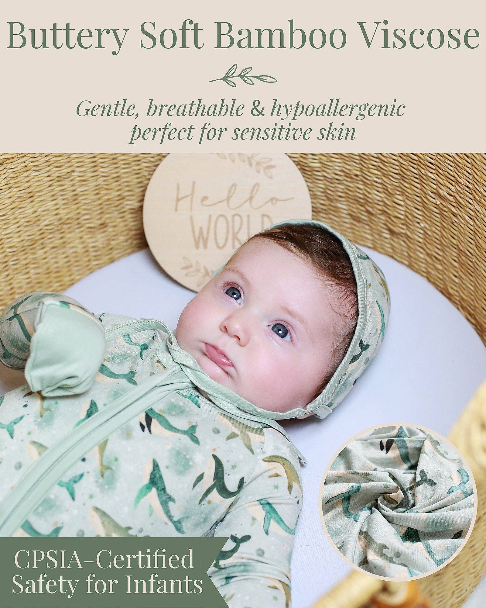 Miaoberry - Wholesale Sleepsuit - Baby - Miaoberry Boho Whales Baby Bamboo Convertible Sleeper3