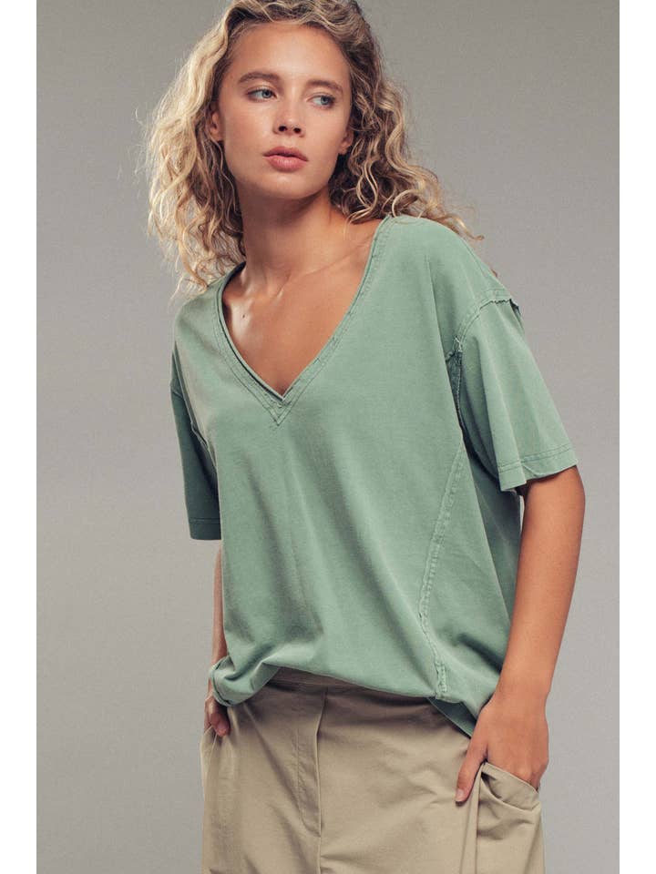 Urban Daizy - Wholesale T-Shirt - Women's - Vintage Wash V-Neck Cotton Tee3