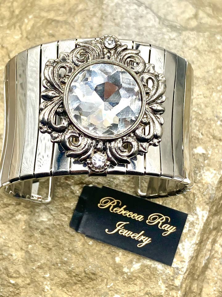 Vintage Silver Boho Cuff Statement Bracelet for wholesale by Rebecca Ray Jewelry