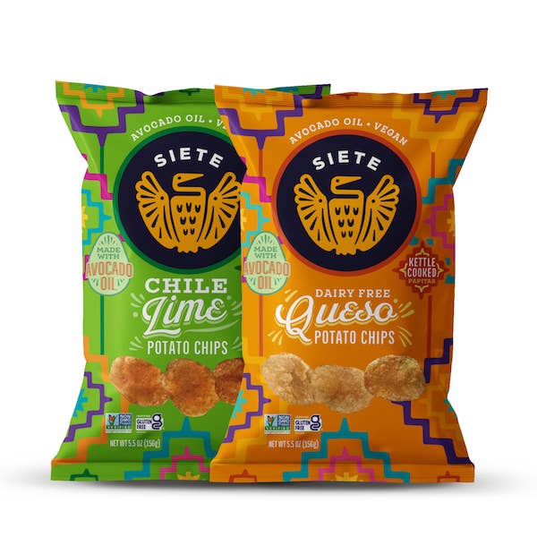 Siete Foods - Wholesale Chips - Chile Lime and Queso Mix Pack Cooked Potato Chips - 24 bags