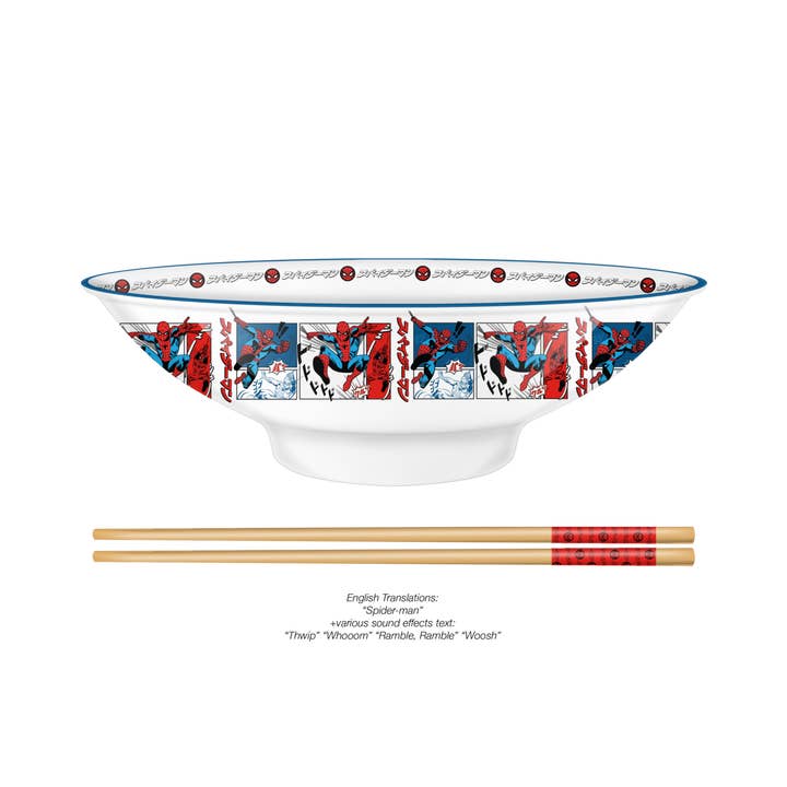 Bol à ramen en céramique Marvel Spiderman 30 oz avec baguettes pour la vente par Silver Buffalo