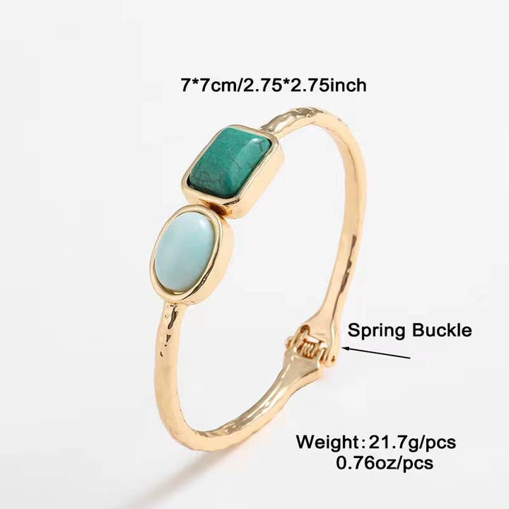 Little Trendy - Wholesale Cuff Bracelet - Zinc Alloy GEMSTONE & TURQUOISE BRACELET For Vacation