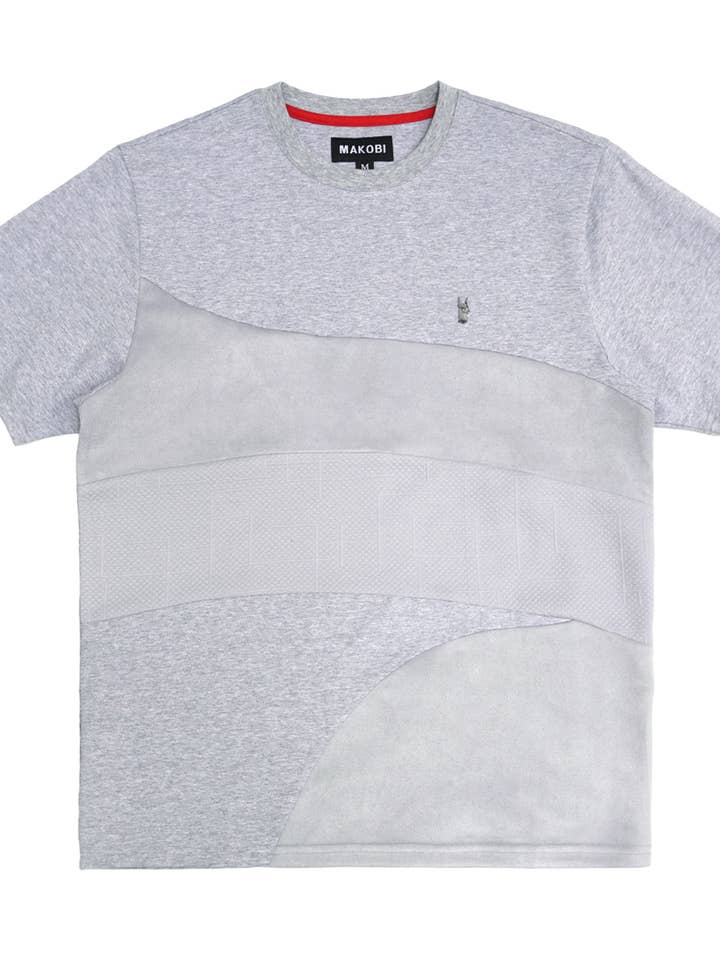 M277 Makobi Layered Jacquard Tee - Gray for wholesale by Makobi