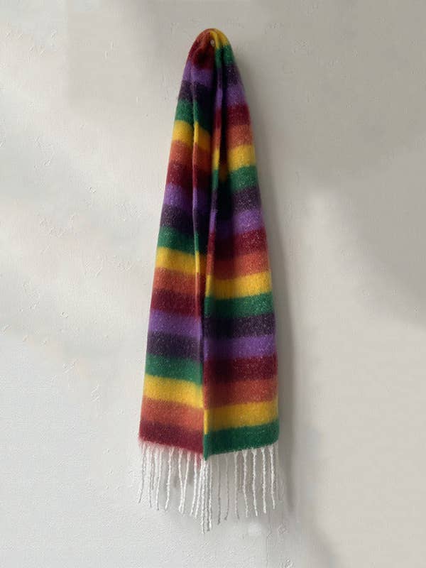 2+ Vintage Rainbow Stripe Tassel Scarves DPKS0912 for wholesale by Dipped Shop