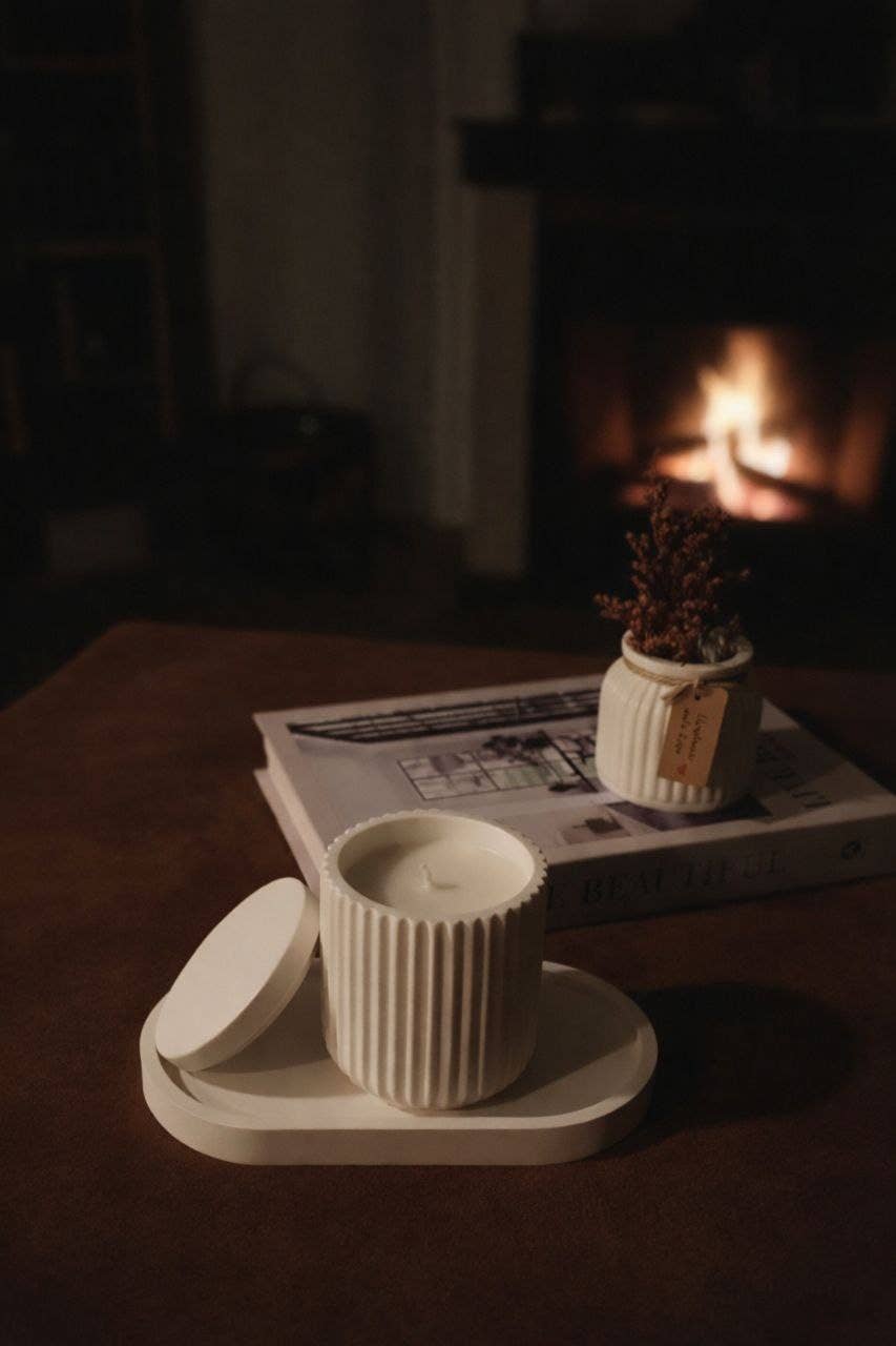 kanara Oud - Wholesale Jar/Filled Candle - Decoratieve Jesmonite Set – Artisan Quartet Set2